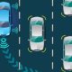 ilustração de veículo com sensor adas
